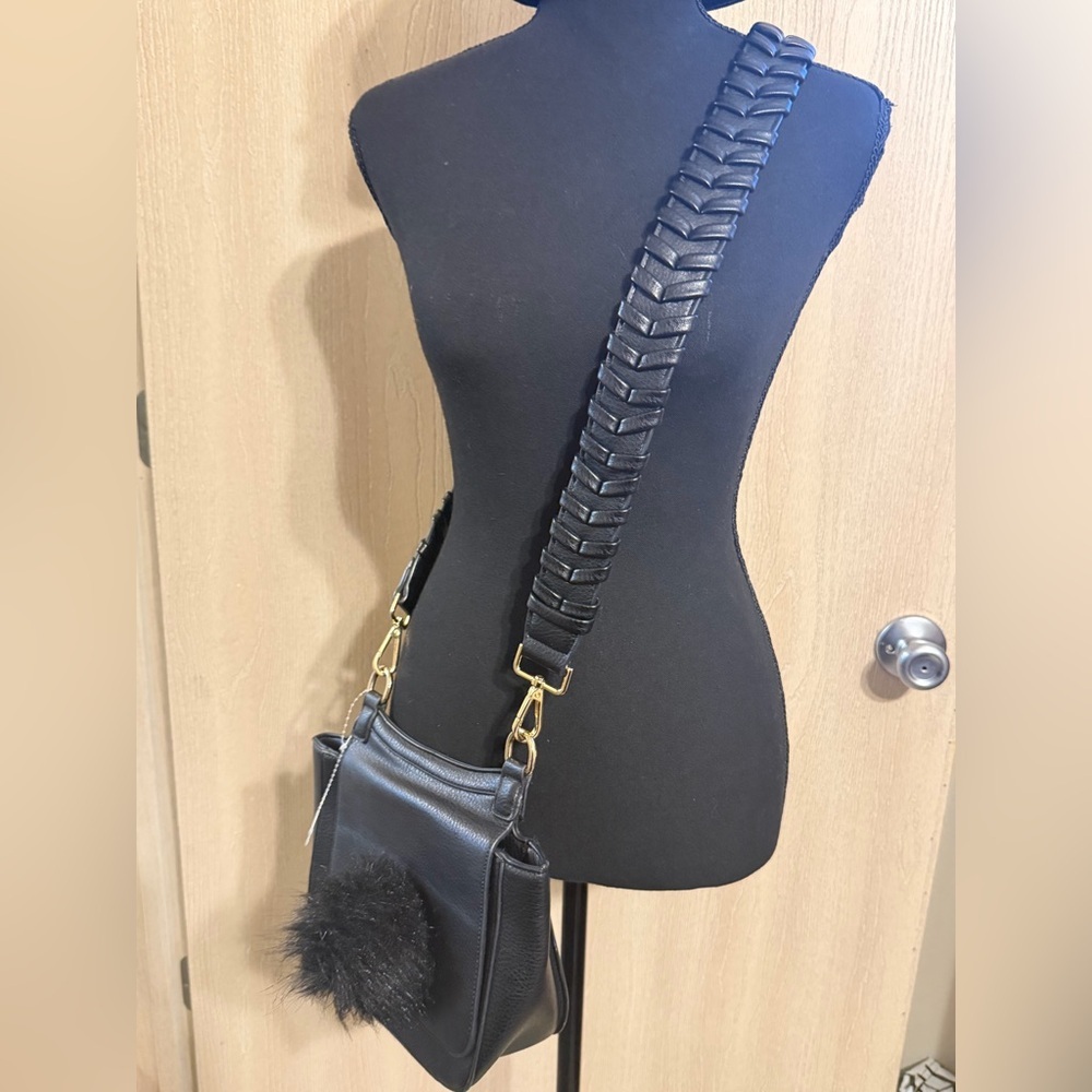 Jules Kae Black  Shoulder Bag with Braided Strap
